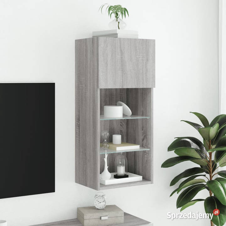 Szafka TV z LED szary dąb sonoma 405x30x90 RTV mazowieckie Warszawa sprzedam