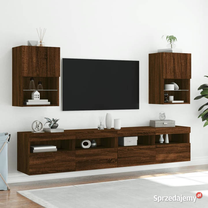 Szafka TV z LED brązowy dąb 405x30x60 WM837041 Warszawa sprzedam