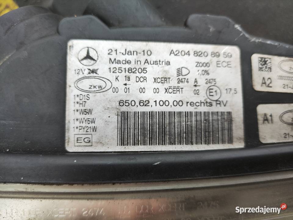 Mercedes Benz GLK x204 lampy BiXenon skrętne