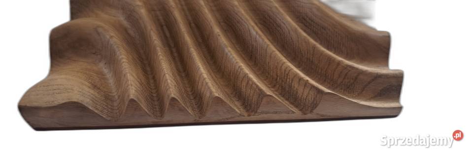 Płaskorzeźba dębowa live edge fale 3D olejowana zachodniopomorskie Malechowo