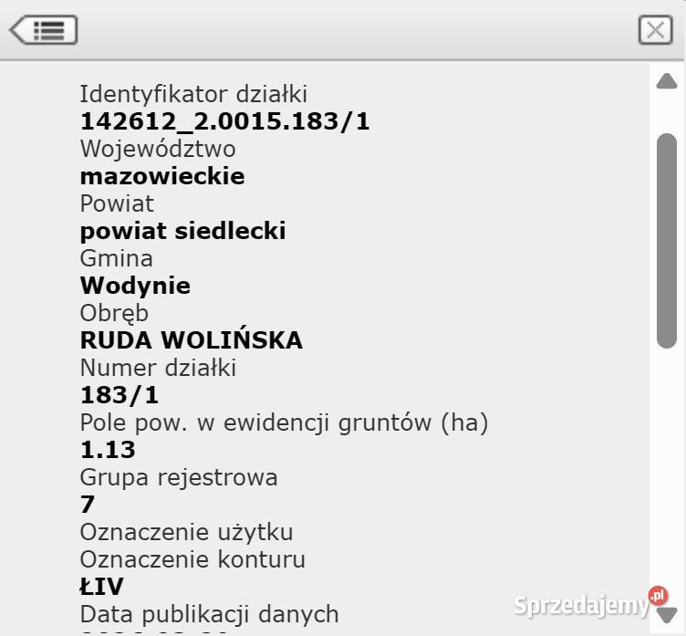 Grunty rolne Ł4 216ha Ruda Wolińska 08117 23