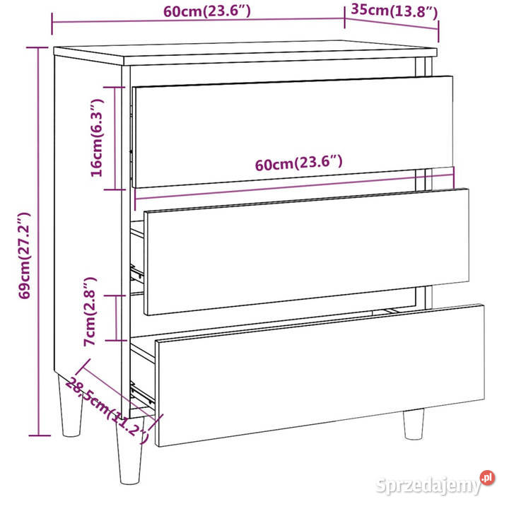 Szafka przydymiony dąb 60x35x69 materiał