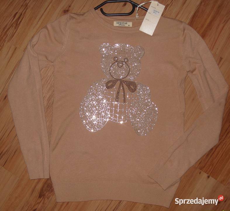 NEWSTAR FASHION sweterek z cyrkoniowym Miśkiem Rawicz