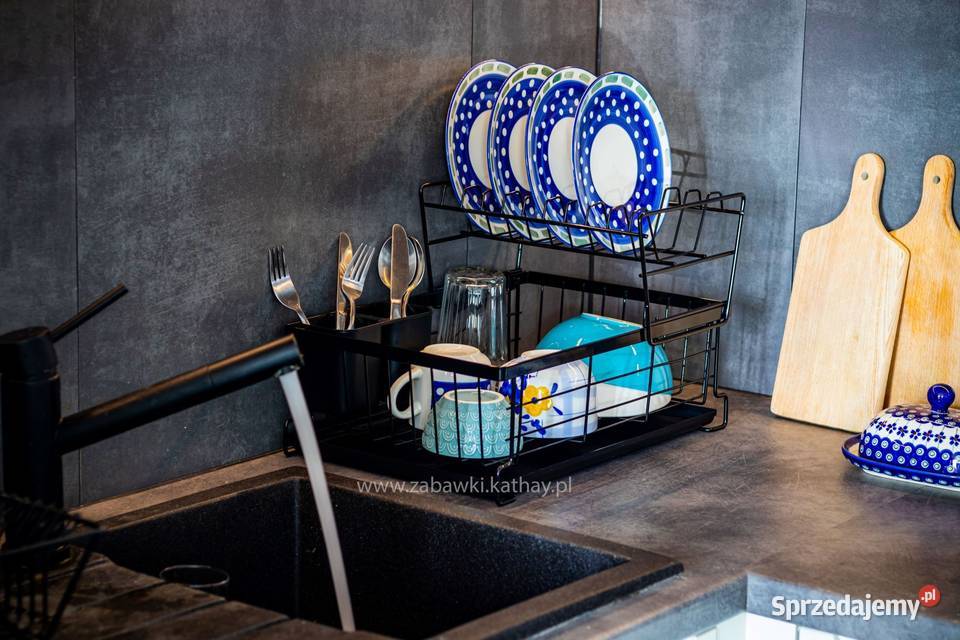 Dwupoziomowa suszarka ociekacz z tacką czarna Suszarki i ociekacze Poznań