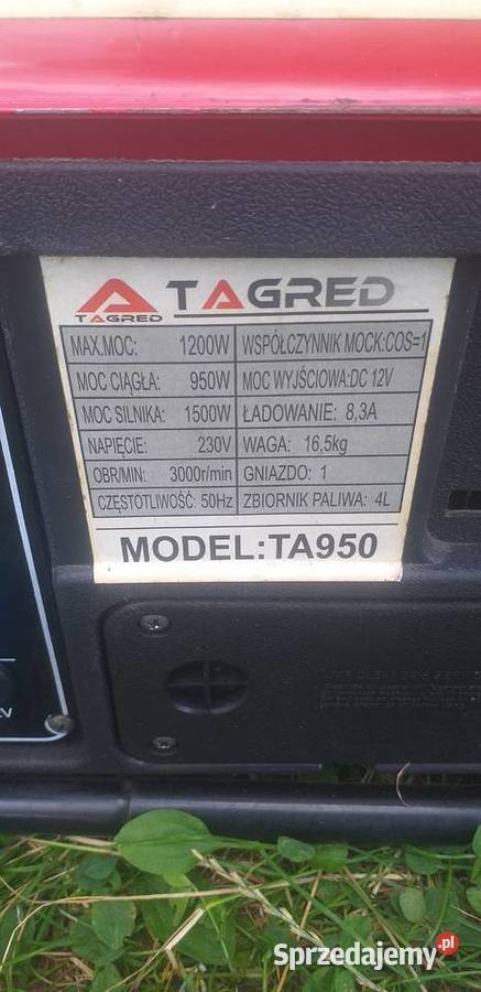 Agregat prądotwórczy 1200W 230 V 12 V Tagred małopolskie sprzedam