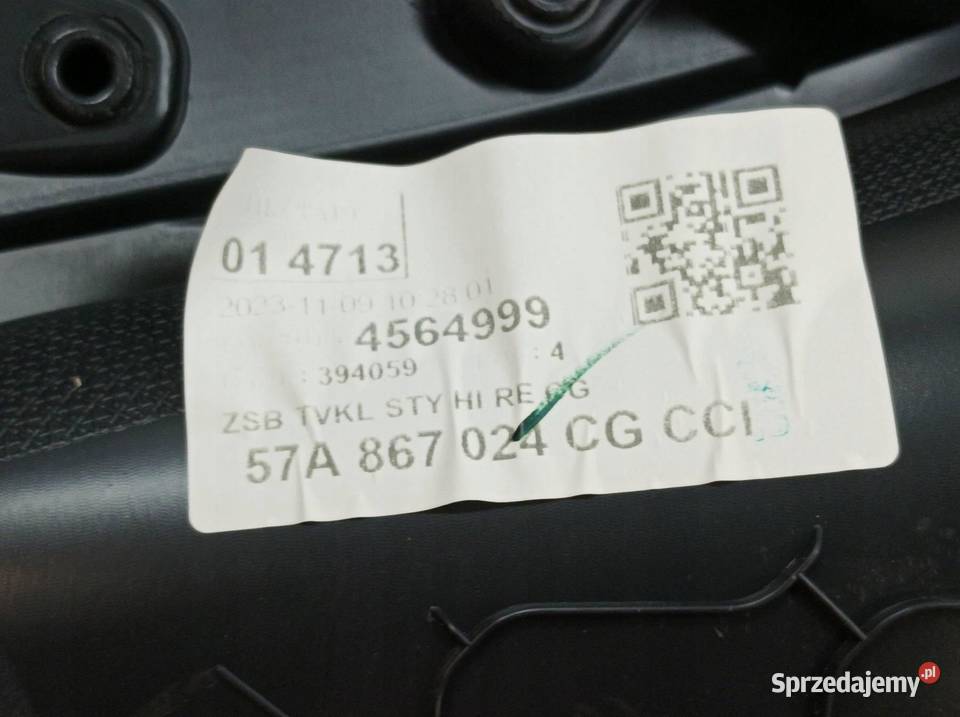 TAPICERKA BOCZEK PRAWY TYŁ DRZWI Skoda Karoq I