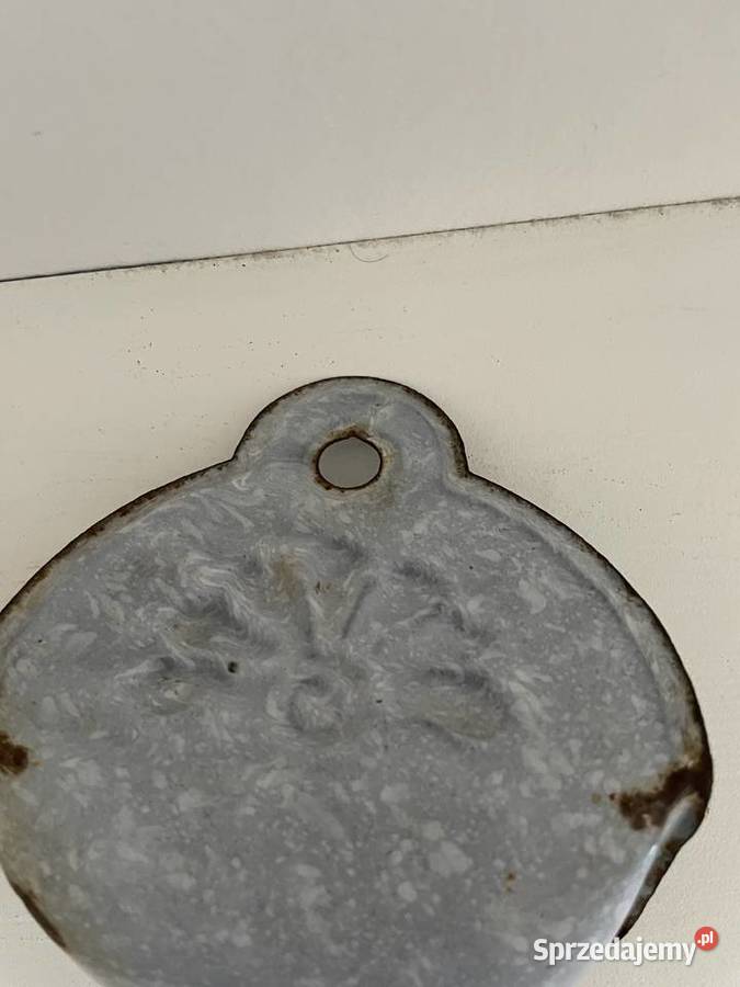 Stara mydelniczka metalowa emaliowana PRL Łódź