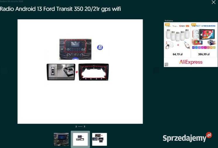Radio Android 13 Ford Transit 350 2021r gps wifi Ożarowice