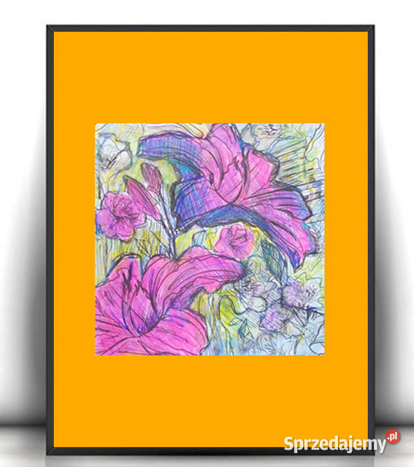 lilie rysunek A4 kwiaty obrazek 21x30 kwiaty Szczecin sprzedam