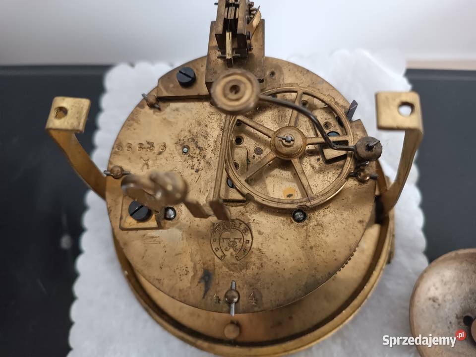 Zegar kominkowy Napoleon III przystawki brąz XIX Budzyń sprzedam