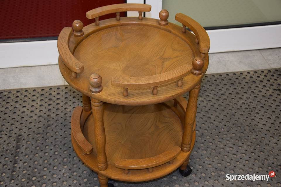 barek stolik dębowy na kółkach super stan