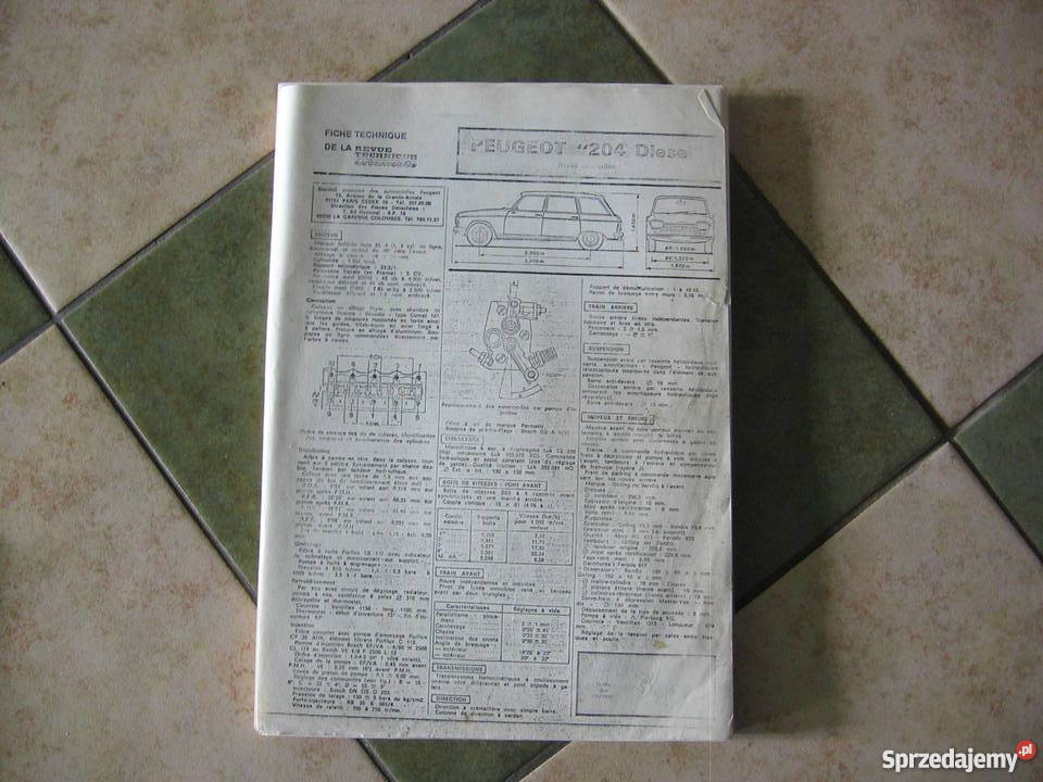 Arkusz Techniczny PEUGEOT 204 Diedel Bydgoszcz