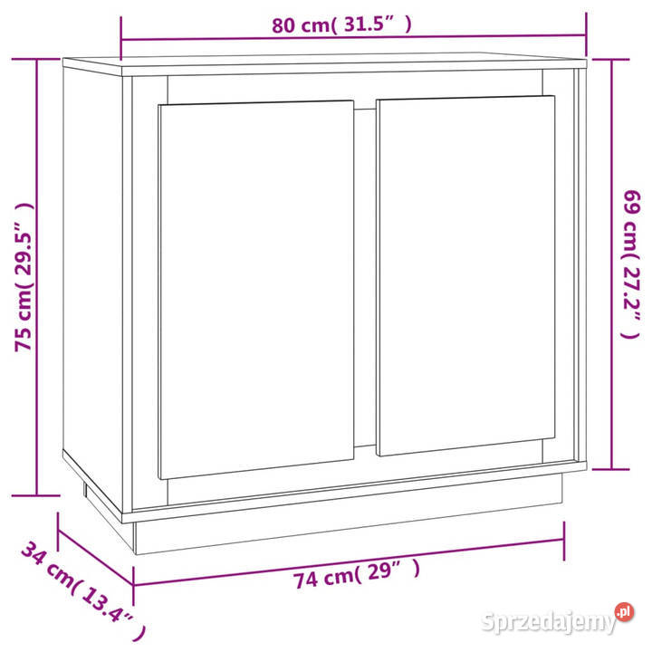 Szafka szary dąb sonoma 80x34x75 materiał