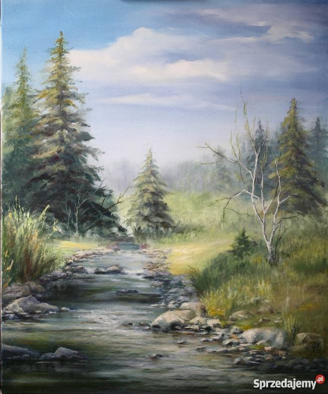 Kwiaty jabłoni 50x50 obraz olejny L Olbrycht Nowy Sącz
