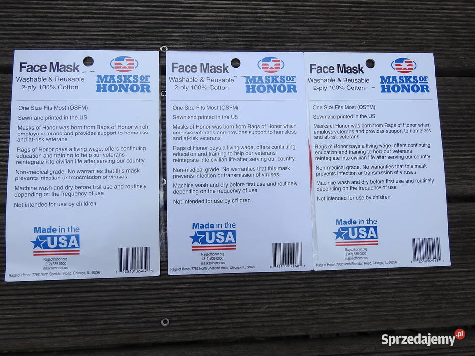 MASKA MADE IN USA 100 BAWEŁNA KOLEKCJONERSKA DO Warszawa