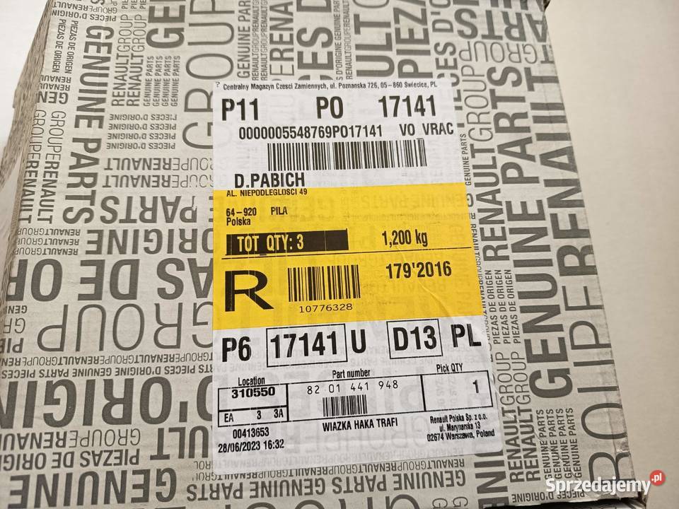 WIĄZKA HAKA HOLOWNICZEGO RENAULT TRAFIC III Piła sprzedam