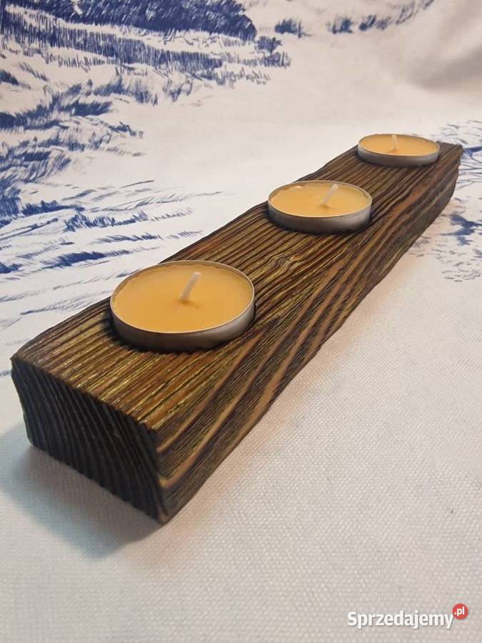 Świecznik Shou Sugi Ban drewno świerkowe Sępopol