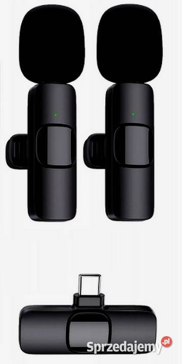 Dwa Bezprzewodowe Mikrofony Adapter USBC Telefony i Akcesoria