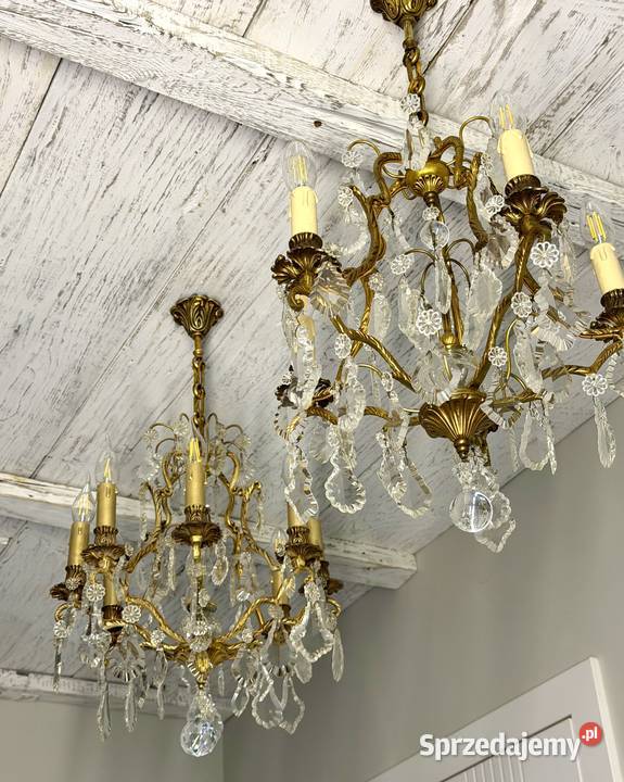 Kryształowy żyrandol 64 na 8 świeczek mosiądz