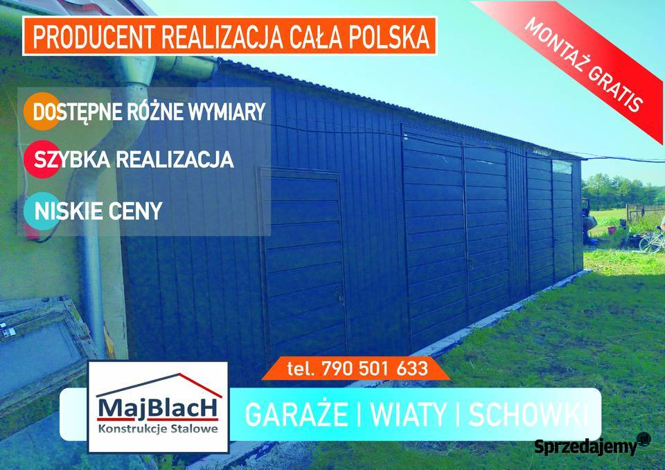 Grafitowy Garaż Blaszany Hala Wiata Garaże Radzyń Podlaski