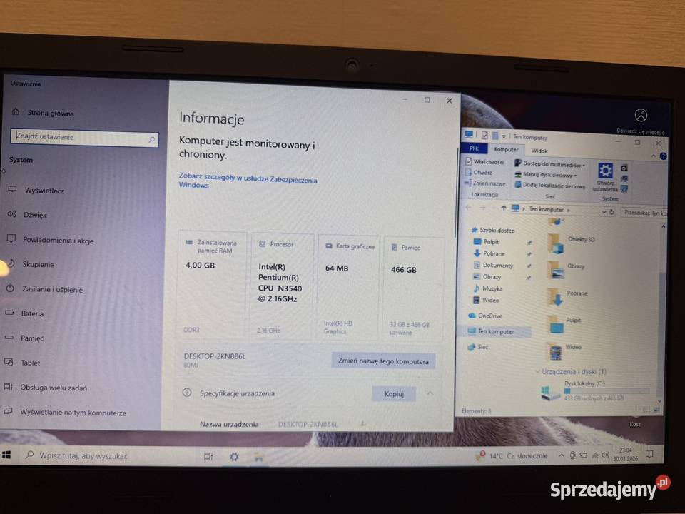 Laptop Lenovo 4rdzenie 500GB HDD Sprawny tani IBM/Lenovo