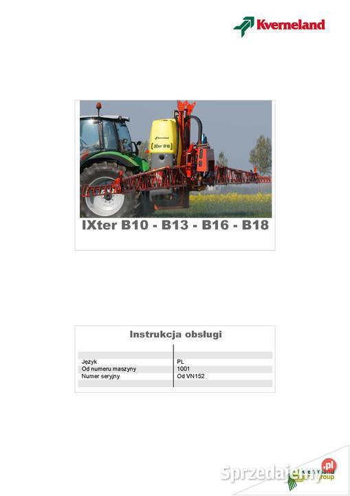 Instrukcja Obsługi IXter B10 B13 B16 B18 Szamotuły sprzedam