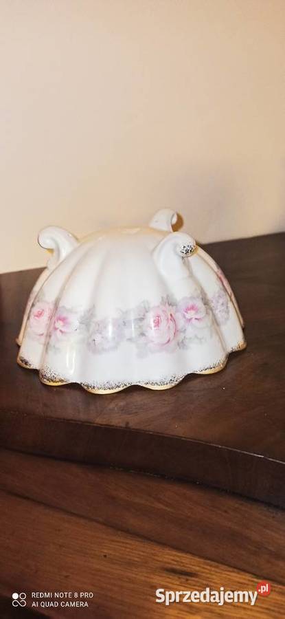 Patera duża falista krawędź kanelowana złocona Gdańsk