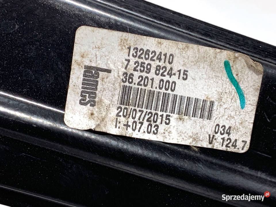 PODNOŚNIK SZYBY PRAWY PRZÓD BMW F30 7259824 Wyposażenie wnętrza