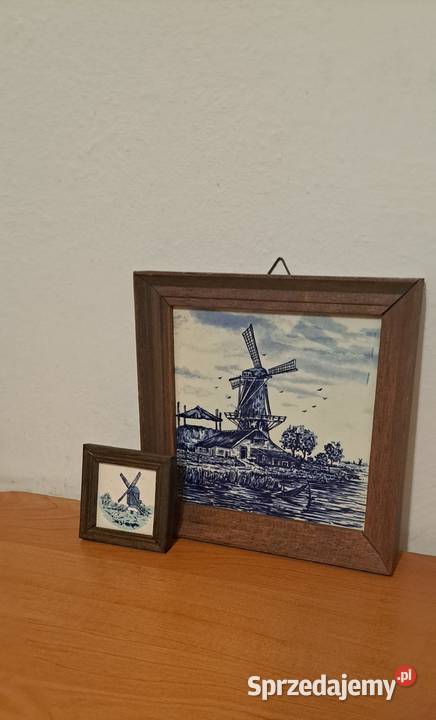 trzy obrazki płytki ceramiczne z Holandii z Warszawa
