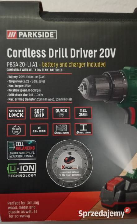 PARKSIDE PBSA 20Li A1 wiertarkowkrętarka