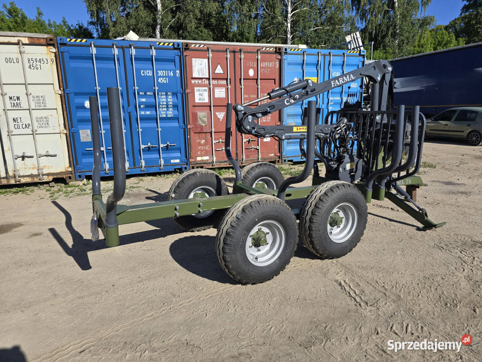 Przyczepa leśna do zrywki FARMA T6 żuraw C42 warmińsko-mazurskie Rudolfowo