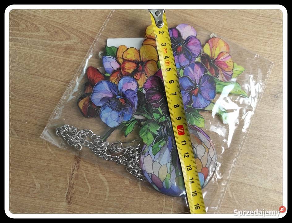 Witraż wiosenna dekoracja okienna bratki kwiatki Płock