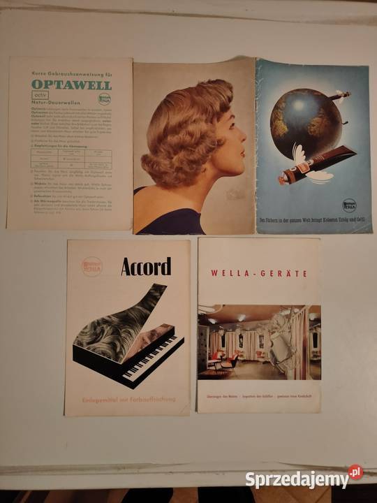 Stare ulotki i foldery Wella Fryzjerstwo vintage Kościan