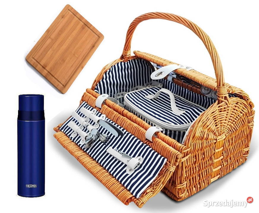 Kosz piknikowy Z WIKLINY TERMOTORBA Termos Deska łódzkie