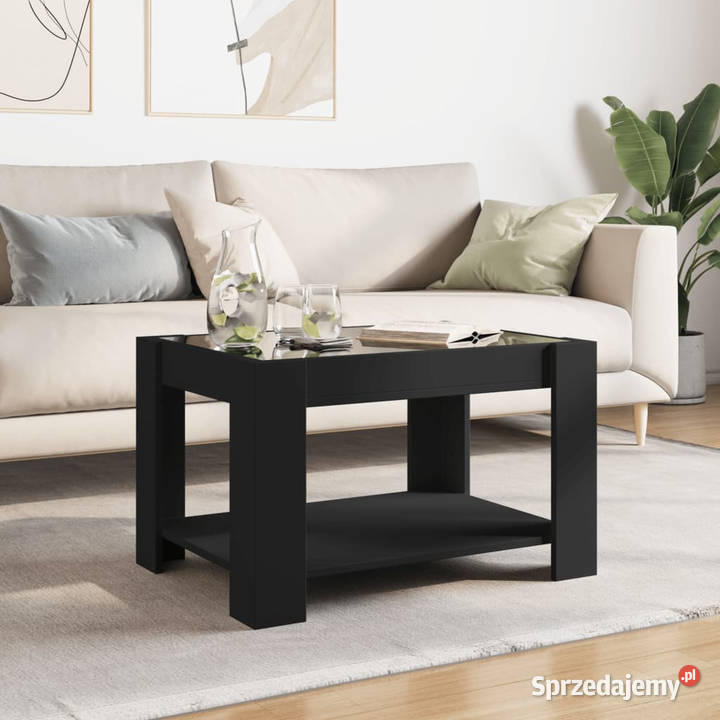 Stolik kawowy z LED czarny 73x53x45 materiał mazowieckie Warszawa
