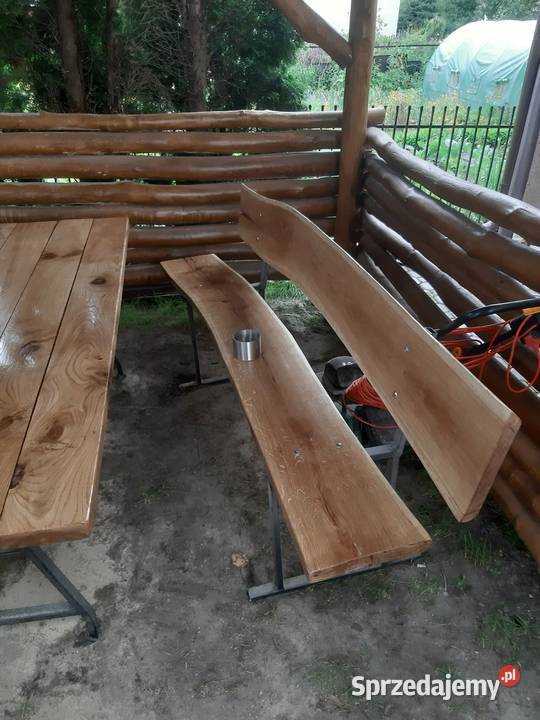 2 Ławki ze stołem dębowe drewno Tyszowce