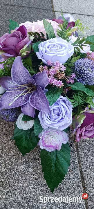 komplet nagrobny w odcieniach fioletu śląskie Psary