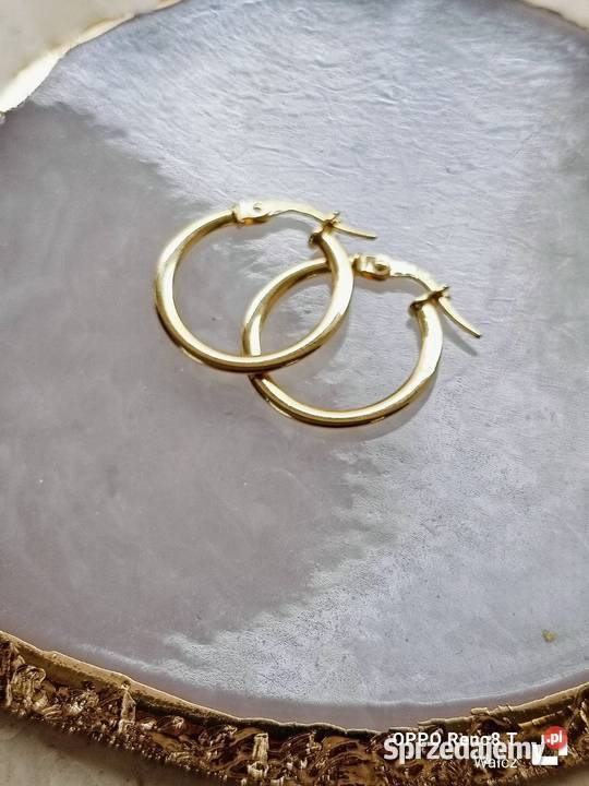 Złote Nowe kolczyki płaskie śred19mmpr585 złoto Wałcz