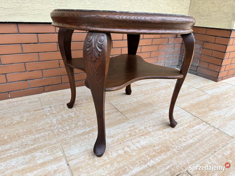 Stolik z kamiennym blatem stylowy kawowy okrągły Sulbiny