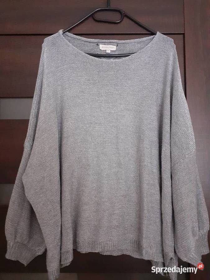 sweter srebrny L M oversize