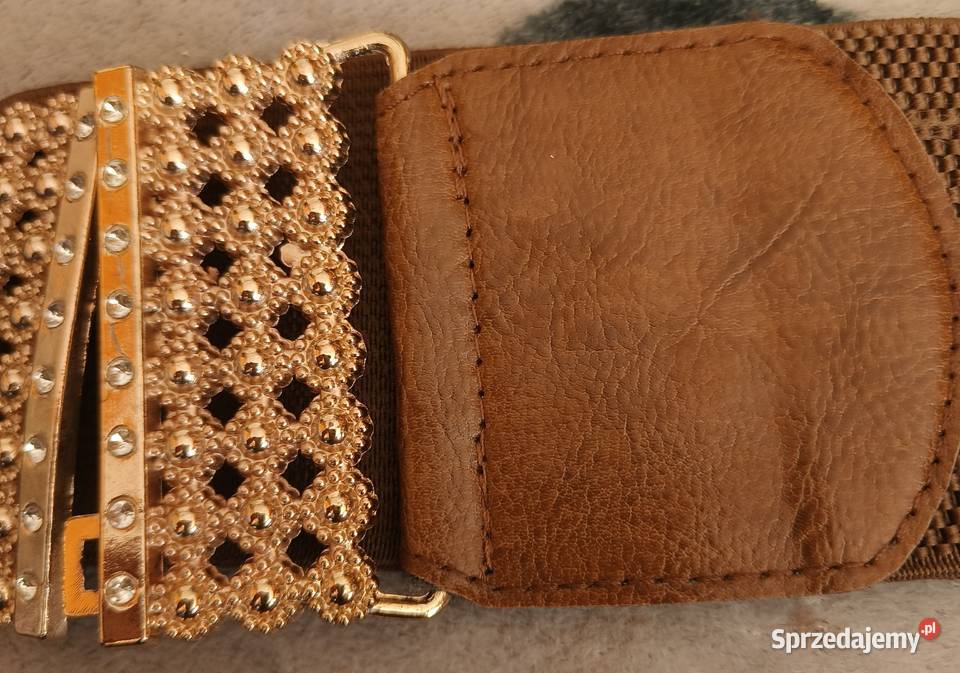 Pasek brązowy ze złotą klamerką Gdańsk