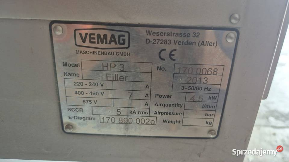 VEMAG HP 3 Nadziewarka próżniowa Krotoszyn