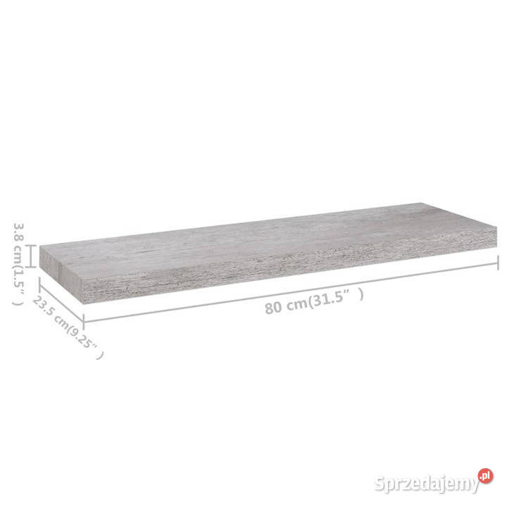 Półka ścienna szarość betonu 80x235x38 MDF mazowieckie Warszawa