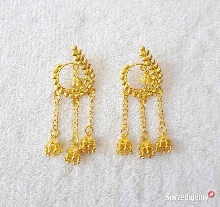 Ładne wiszące kolczyki złoty kolor orient Szczecin