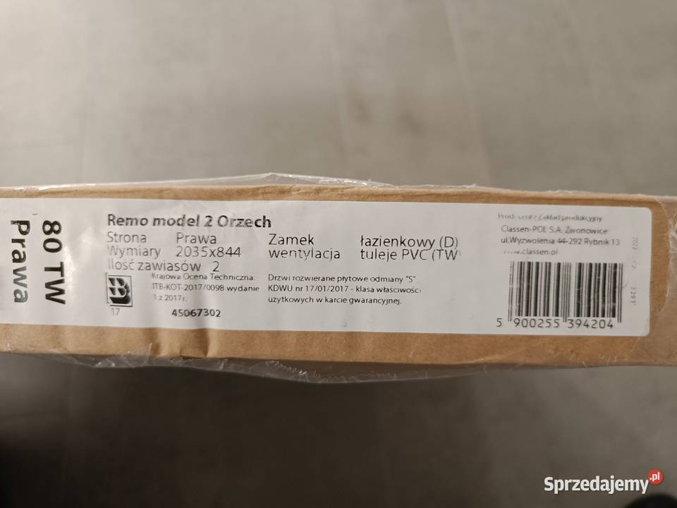 Drzwi łazienkowe Remo model 2 orzech prawe Budowa Kock sprzedam