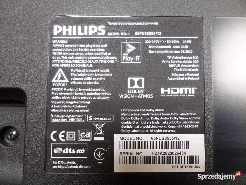 PHILIPS 65 65PUS8535 4K UHDSmart DVBT2 wi Kalisz