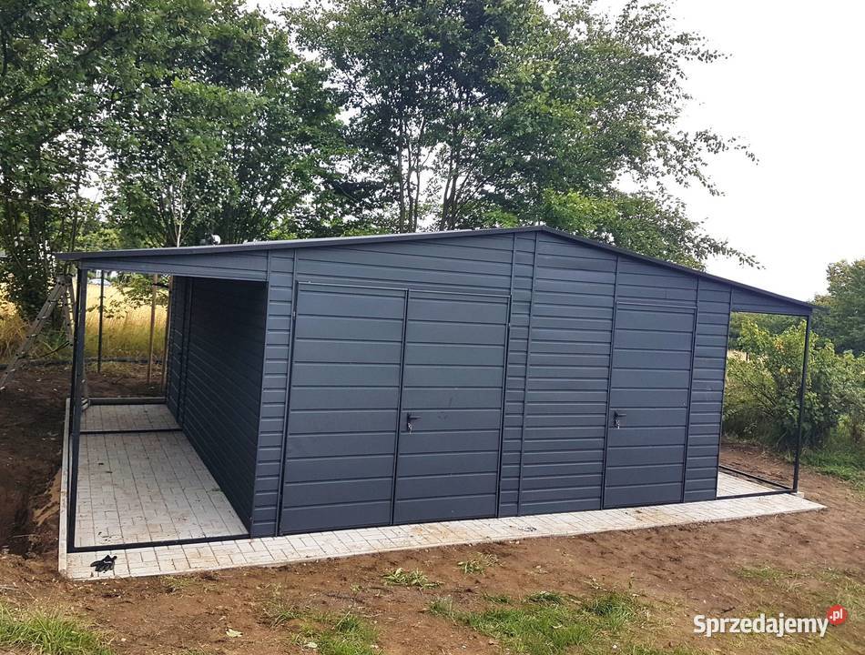 Blaszany montowany garaż 7x6m ciemny grafit Wrocław