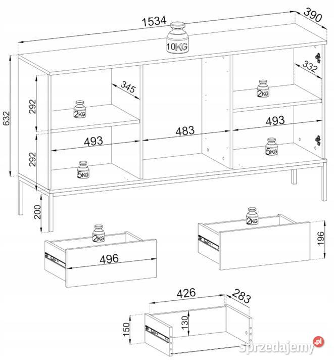 Komoda Sento z szufladami 154 szybka wysyłka 154cm Pabianice