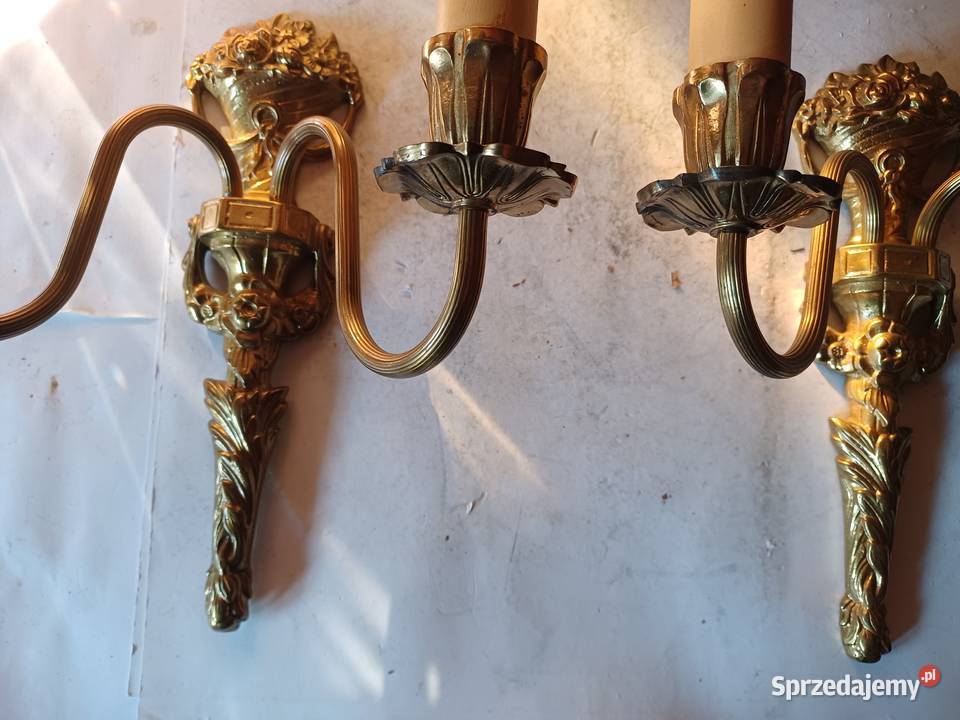 Komplet dwóch mosiężnych kinkietów Kolekcja Poznań