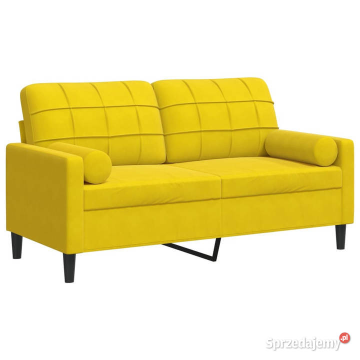 2osobowa sofa z poduszkami żółta 140 aksamit sprzedam